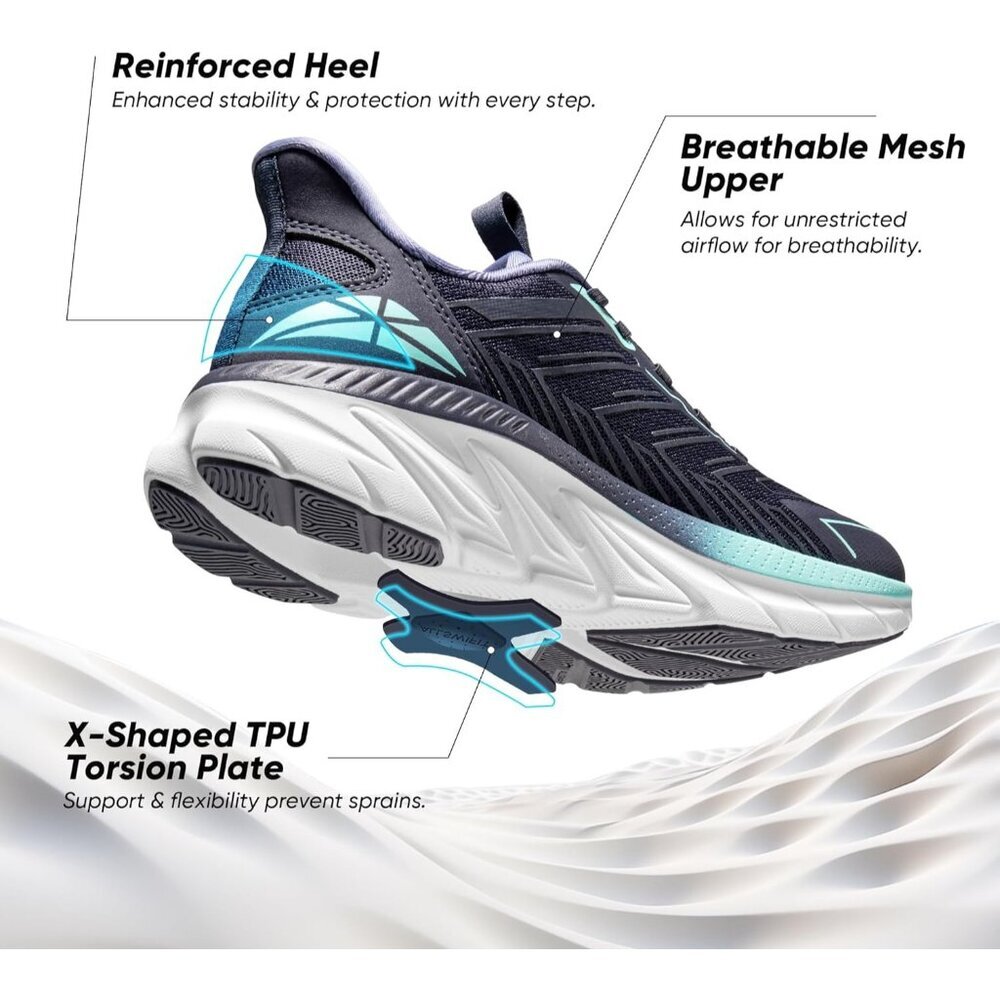 ⚡Women's Blue Slip On Walking Shoes Running Comfortable Tennis Fashion Sneakers - Picture 4 of 8